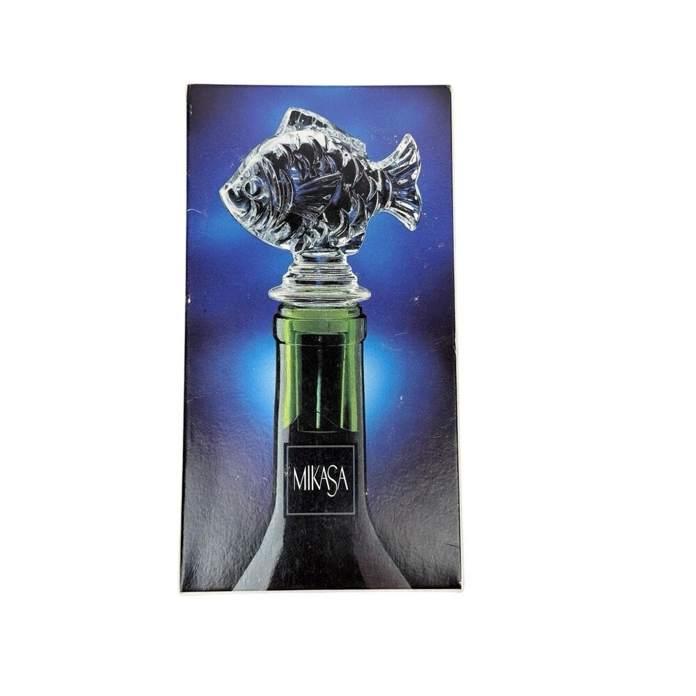 Mikasa Crystal Bottle Stopper Natures Catch Clear Glass Fish Shaped Austria